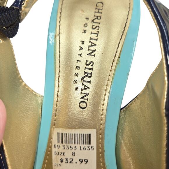 NWT Christian Siriano 8 Women's Shoes Navy Pumps Heels Open Back New Tags - Picture 6 of 7